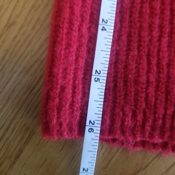 DIP Cozy Stretchy Red Hooded Sweater Womens Sz L - Picture 5 of 6